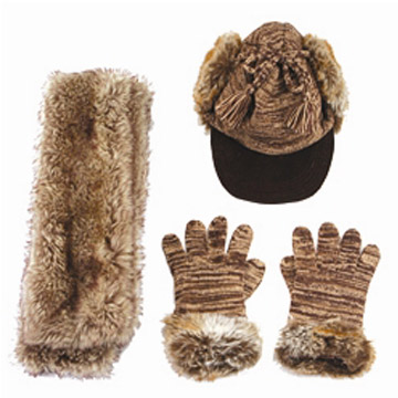 Synthetic Fur Scalf, Hat and Gloves