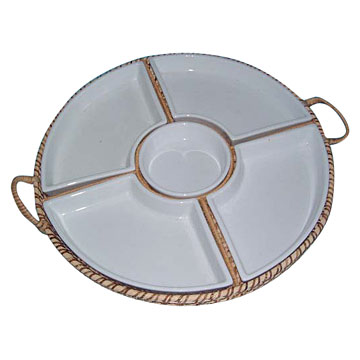 Plates with Rattan Baskets