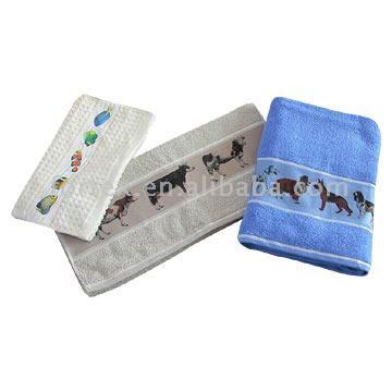 Transfer Printed Satin Stripe Towel