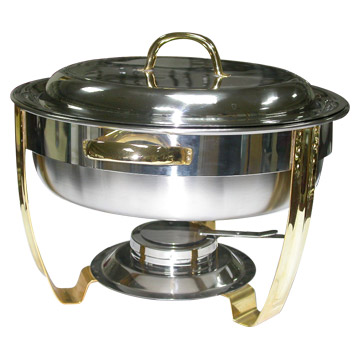 4qt Round Gold Plated Chafing Dishs