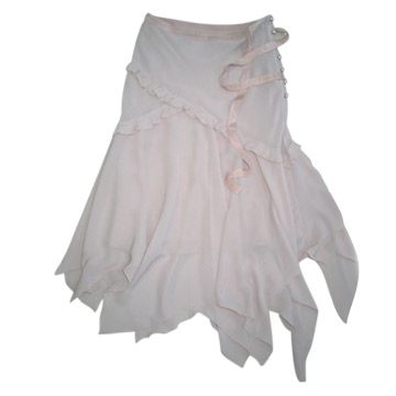 Ladies' Crinkled Polyester Skirt with Tie & Laces