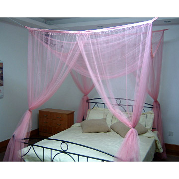 Square Bed Canopies  with Fringe Beads
