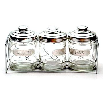 Glass Spice Bottle 3pcs