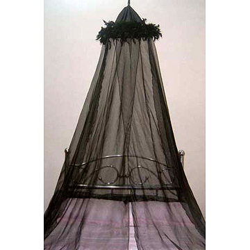 Organza Bed Canopy with Feathers