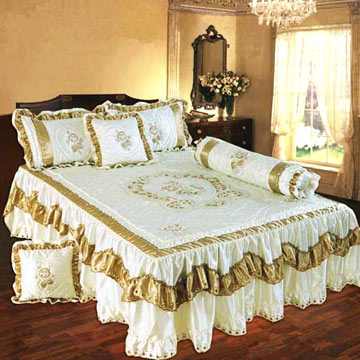 Satin Computer Embroidered Bedspread Sets