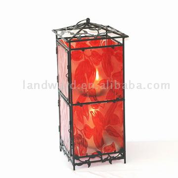 2-tier Lantern with Leaf Glass and Leaf Ornament (MT04359)