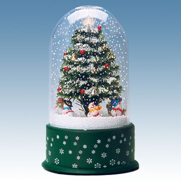 36cm Musical Snowing Tree with Revolving Figures