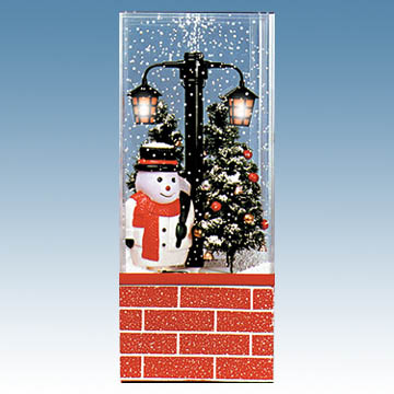 Musical Snowing Christmas Scene with Snowman