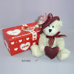 Valentine's Teddy Bear with plush heart