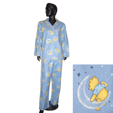 Ladies' 100% Cotton Printed Flannel Pajamas