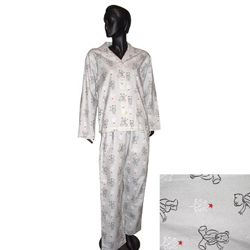 Ladies' 100% Cotton Printed Flannel Pajamas