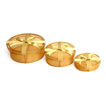 Golden Oval-shaped Organza Boxes