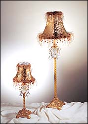 Glass Crystal Table Lamp With Fabric Shade & Beads