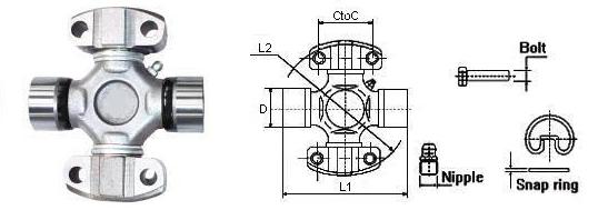 universa joint with 2 wing and 2 plain round bearings