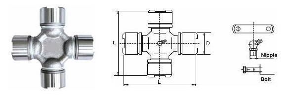 universal joint with 4 slotted bearings (strip bar)